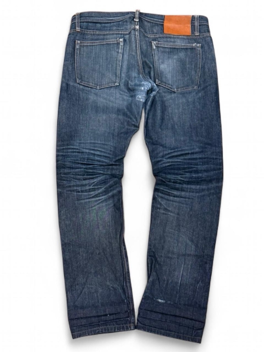 The Unbranded Brand Selvedge Patched Faded Straight Leg Jeans